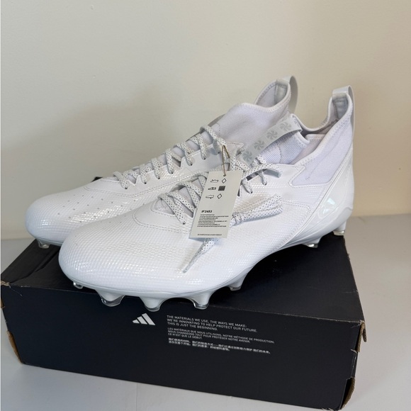 adidas Men's 18 adizero Impact Football Cleats in Triple White - Picture 1 of 9